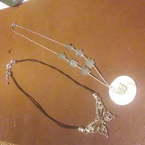 2 butterfly necklaces